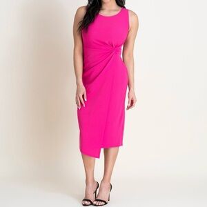 Elegant Fuchsia Knot Sleeveless Dress